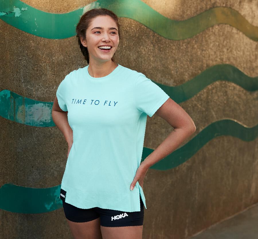 Hoka One One Womens Tee - Brand - Blue - MPSA18563